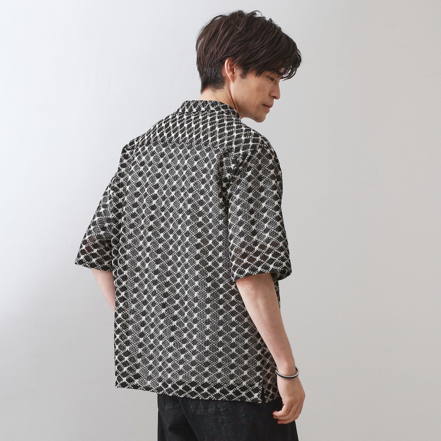 ザ ショップ ティーケー(メンズ) THE SHOP TK(Men) クラフトレース半袖シャツ （ブラック(019)） ブラック(019)