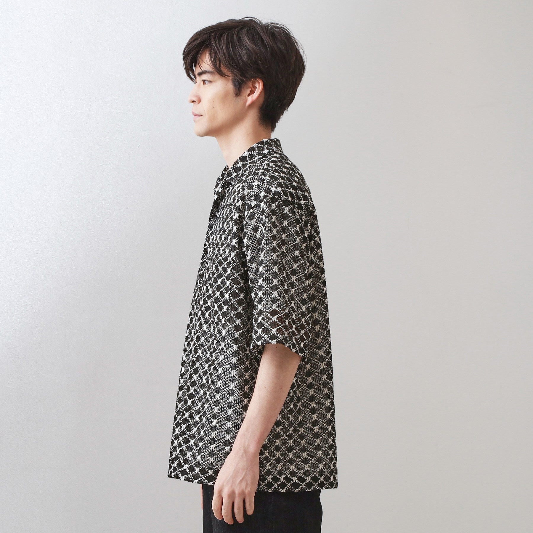 ザ ショップ ティーケー(メンズ) THE SHOP TK(Men) クラフトレース半袖シャツ （ブラック(019)） ブラック(019)