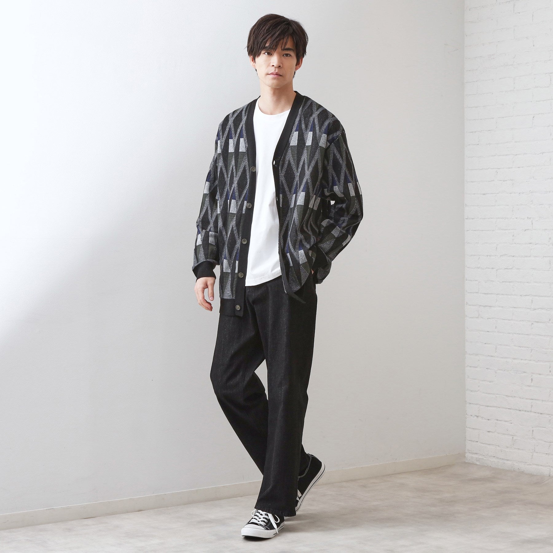 ザ ショップ ティーケー(メンズ) THE SHOP TK(Men) ガーターニットカーディガン （ブラック(619)） ブラック(619)