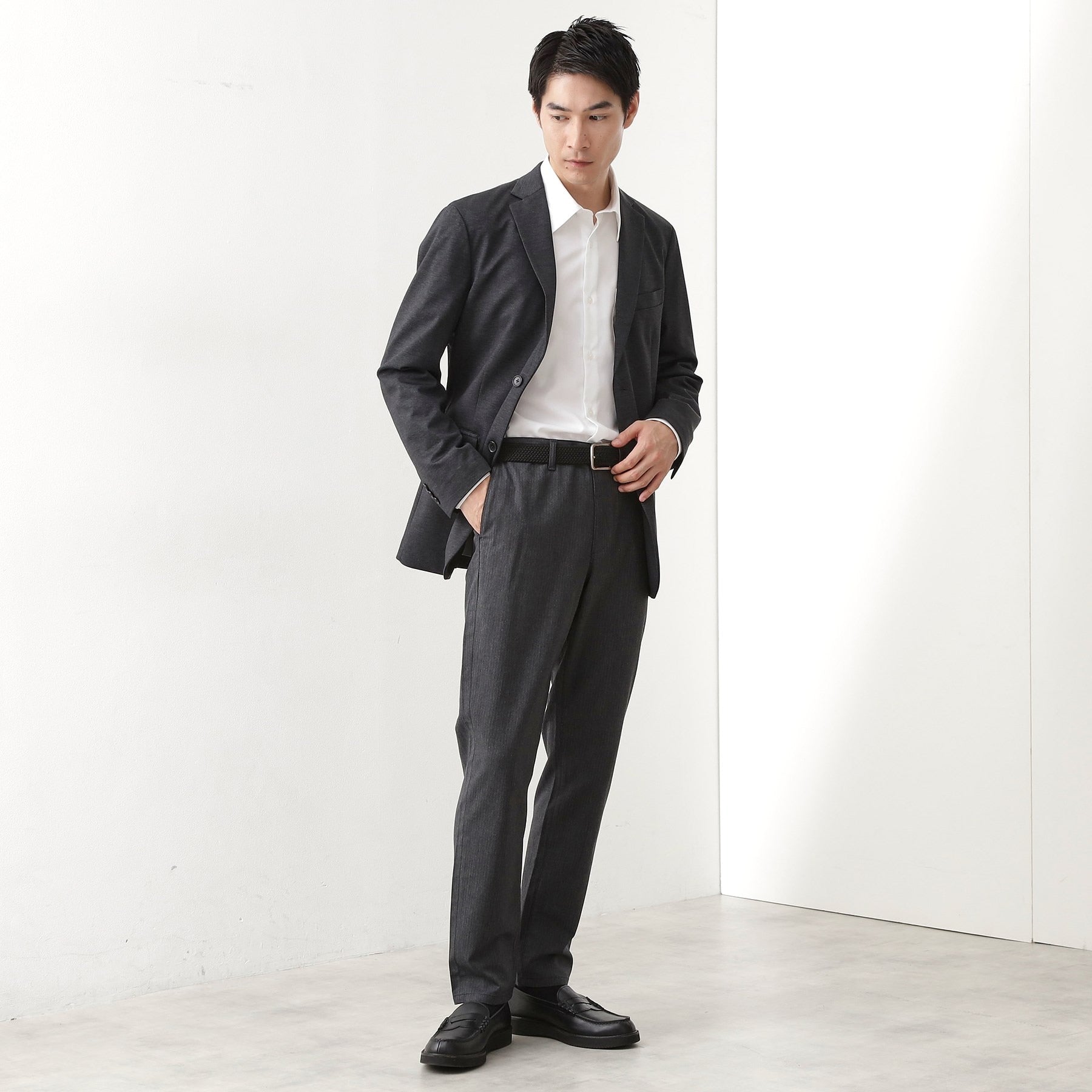 ザ ショップ ティーケー(メンズ) THE SHOP TK(Men) 【オールシーズン穿ける！】7DAYSストレッチへリンボンパンツ ON⇔OFF兼用 （チャコールグレー(814)） チャコールグレー(814)