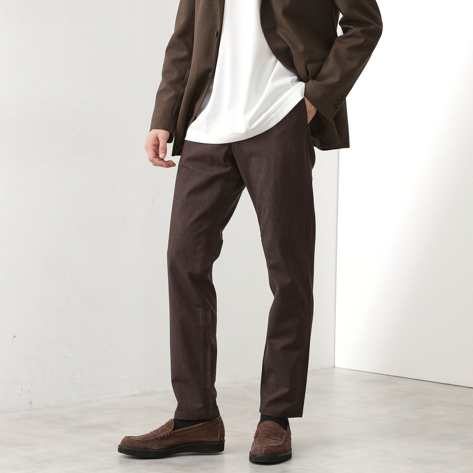 ザ ショップ ティーケー(メンズ) THE SHOP TK(Men) 【オールシーズン穿ける！】7DAYSストレッチへリンボンパンツ ON⇔OFF兼用 （チャコールグレー(814)） チャコールグレー(814)