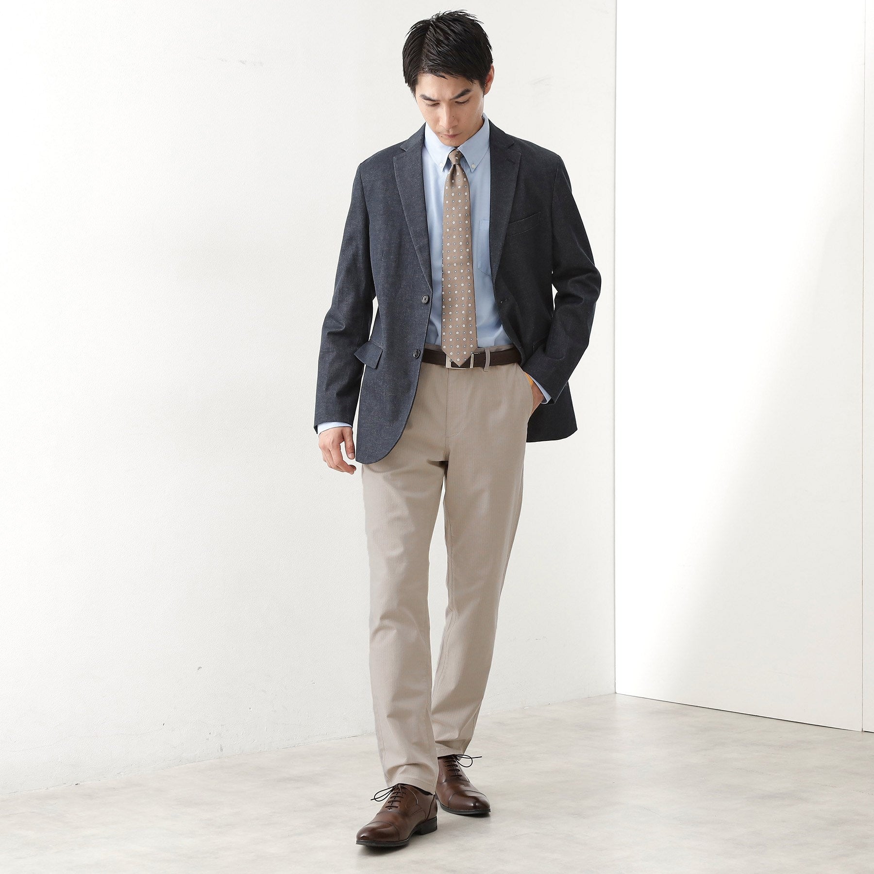 ザ ショップ ティーケー(メンズ) THE SHOP TK(Men) 【オールシーズン穿ける！】7DAYSストレッチへリンボンパンツ ON⇔OFF兼用 （チャコールグレー(814)） チャコールグレー(814)