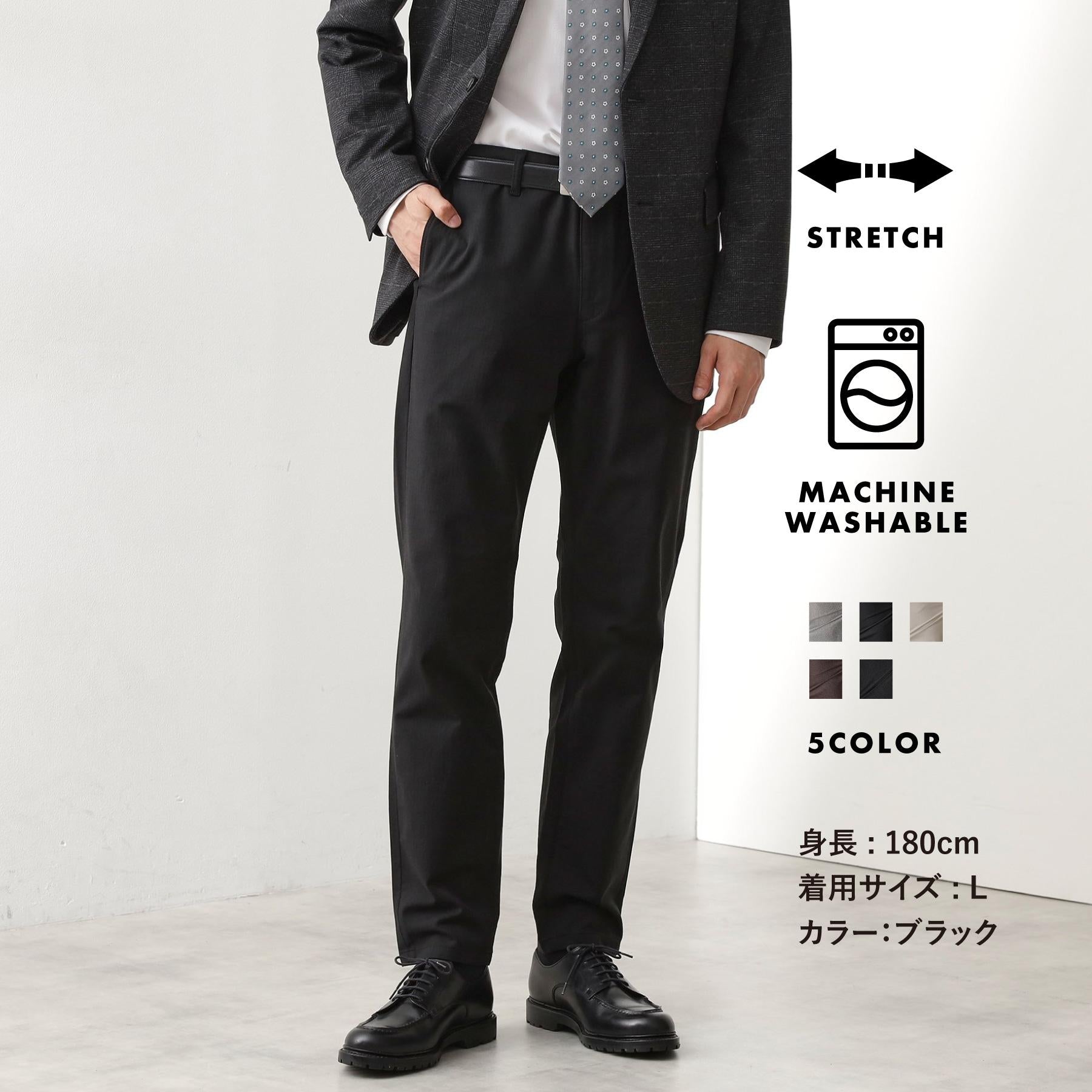 ザ ショップ ティーケー(メンズ) THE SHOP TK(Men) 【オールシーズン穿ける！】7DAYSストレッチへリンボンパンツ ON⇔OFF兼用 （ブラック(819)） ブラック(819)