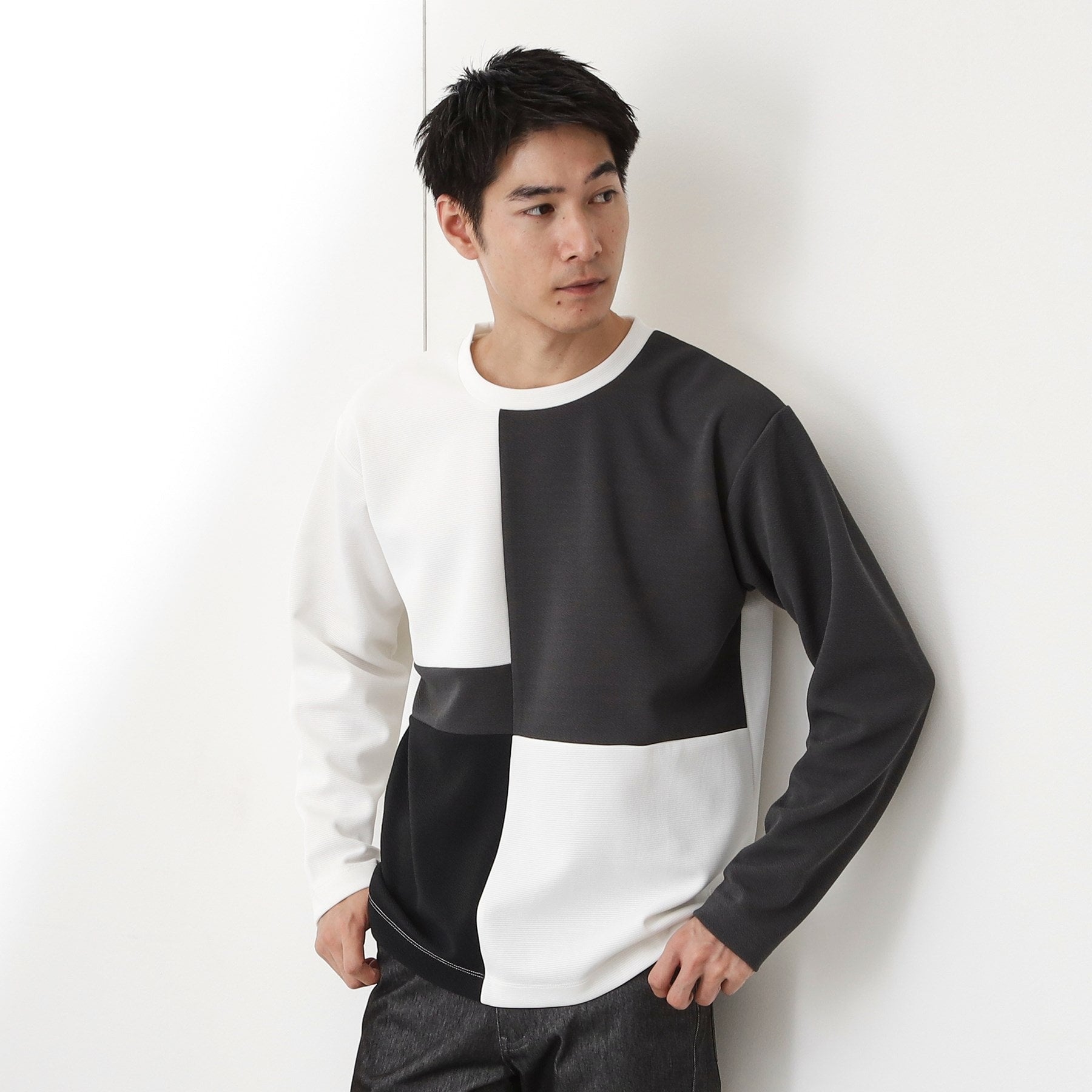 ザ ショップ ティーケー(メンズ) THE SHOP TK(Men) パターンブロッキングプルオーバー （オフホワイト(003)） オフホワイト(003)