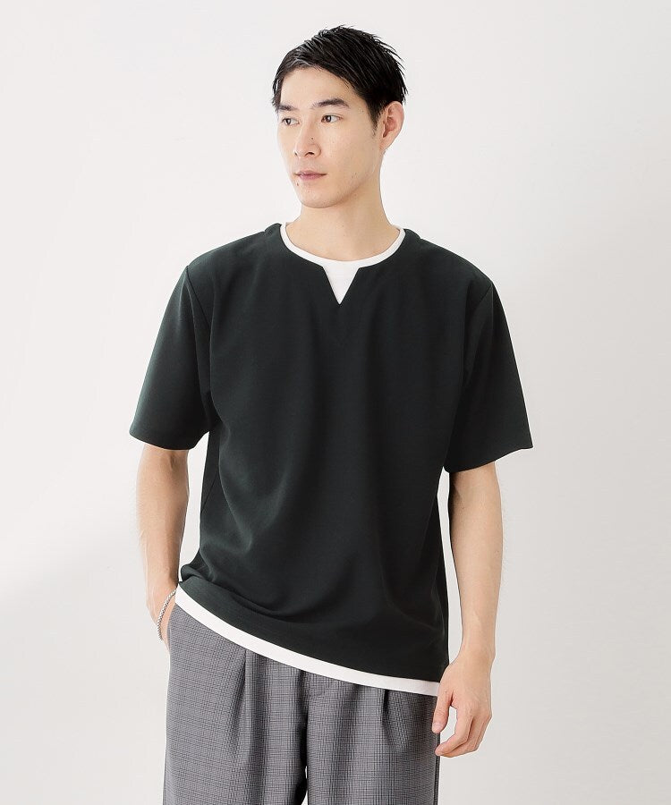 ザ ショップ ティーケー(メンズ) THE SHOP TK(Men) ツイルキーネックプルオーバー S／S （チャコールグレー(013)） チャコールグレー(013)