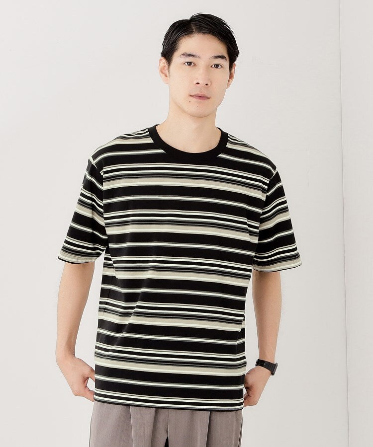 ザ ショップ ティーケー(メンズ) THE SHOP TK(Men) マルチボーダープルオーバー S／S （ブラック(319)） ブラック(319)