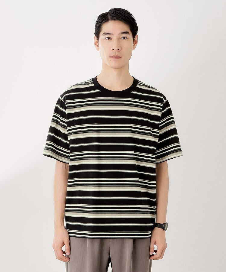 ザ ショップ ティーケー(メンズ) THE SHOP TK(Men) マルチボーダープルオーバー S／S （ブラック(319)） ブラック(319)