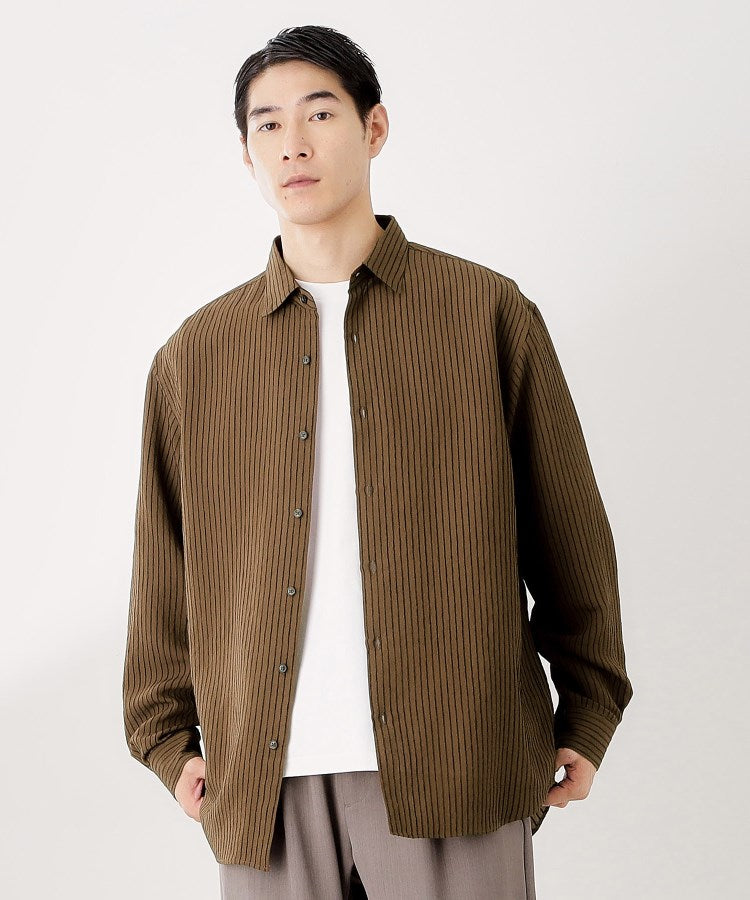 ザ ショップ ティーケー(メンズ) THE SHOP TK(Men) チェック＆ストライプアソート長袖シャツ【洗濯機OK】 （ブラウン(344)） ブラウン(344)