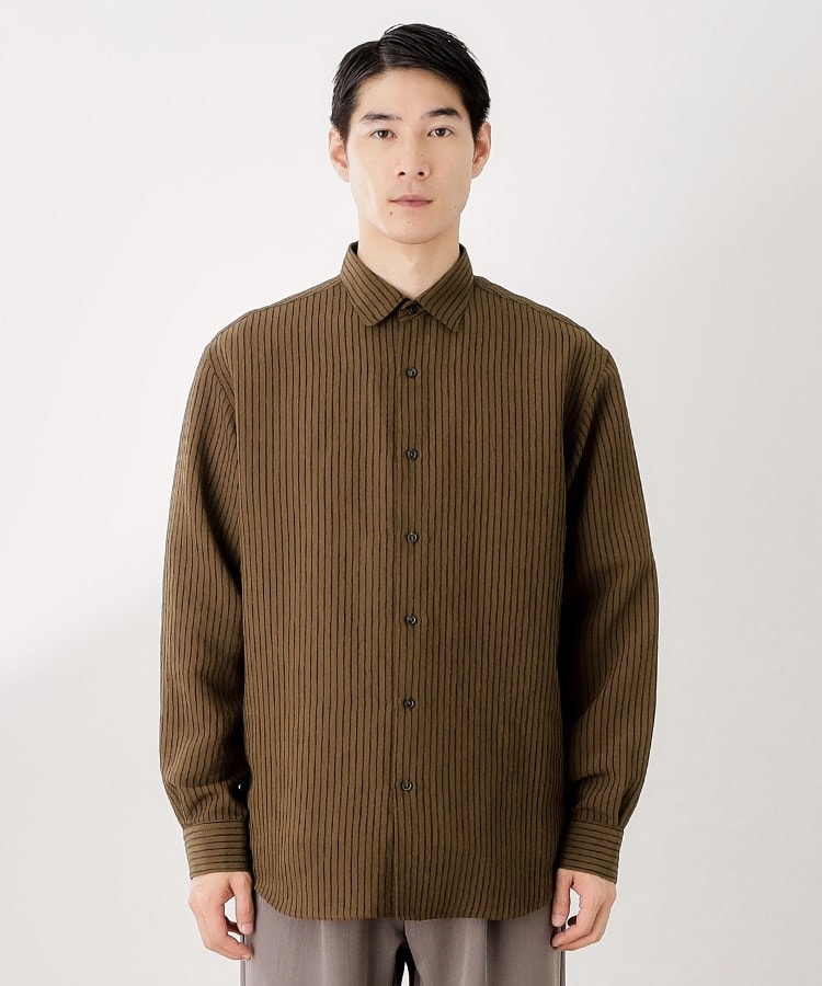 ザ ショップ ティーケー(メンズ) THE SHOP TK(Men) チェック＆ストライプアソート長袖シャツ【洗濯機OK】 （ブラウン(344)） ブラウン(344)