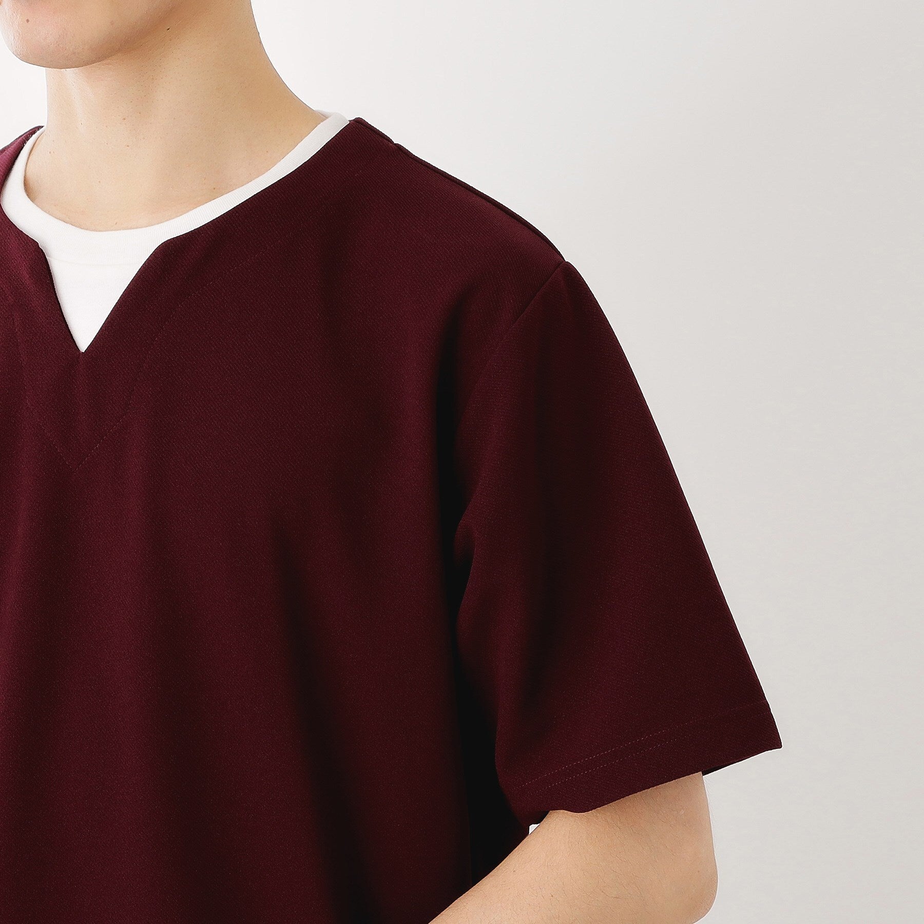 ザ ショップ ティーケー(メンズ) THE SHOP TK(Men) ツイルキーネックプルオーバー S／S （ボルドー(064)） ボルドー(064)