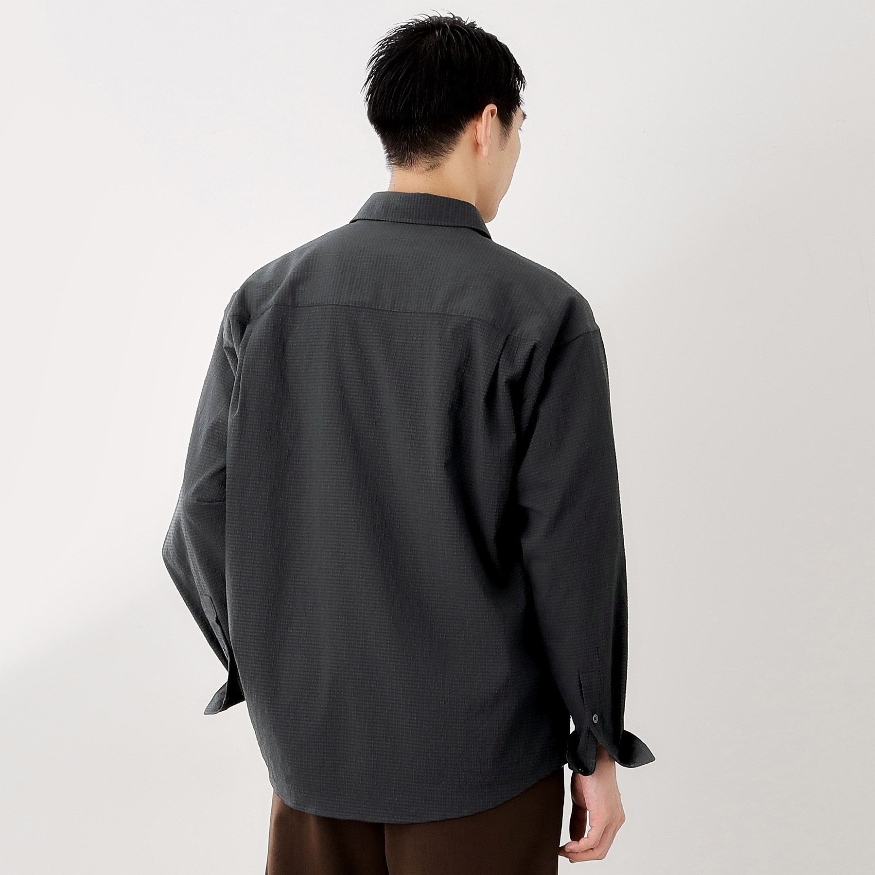 ザ ショップ ティーケー(メンズ) THE SHOP TK(Men) スーパーライトシアサッカー長袖シャツ【吸水速乾／イージーケア／洗濯機OK】 （ブラウン(044)） ブラウン(044)
