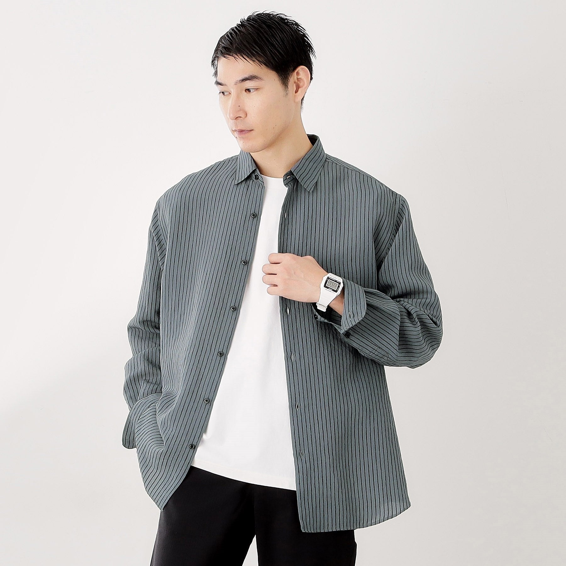 ザ ショップ ティーケー(メンズ) THE SHOP TK(Men) チェック＆ストライプアソート長袖シャツ【洗濯機OK】 （ブルーグリーン(397)） ブルーグリーン(397)