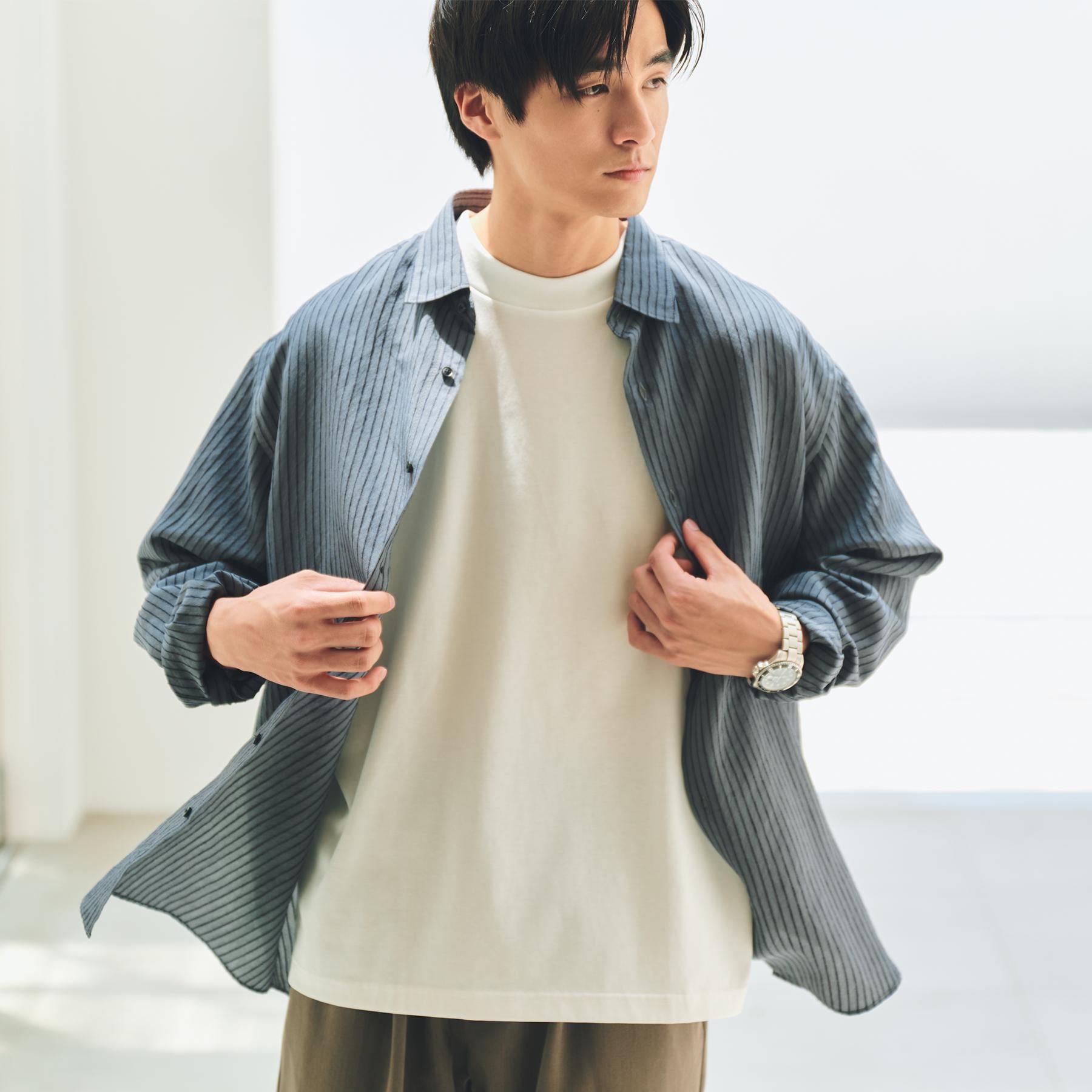 ザ ショップ ティーケー(メンズ) THE SHOP TK(Men) チェック＆ストライプアソート長袖シャツ【洗濯機OK】 （ブルーグリーン(397)） ブルーグリーン(397)