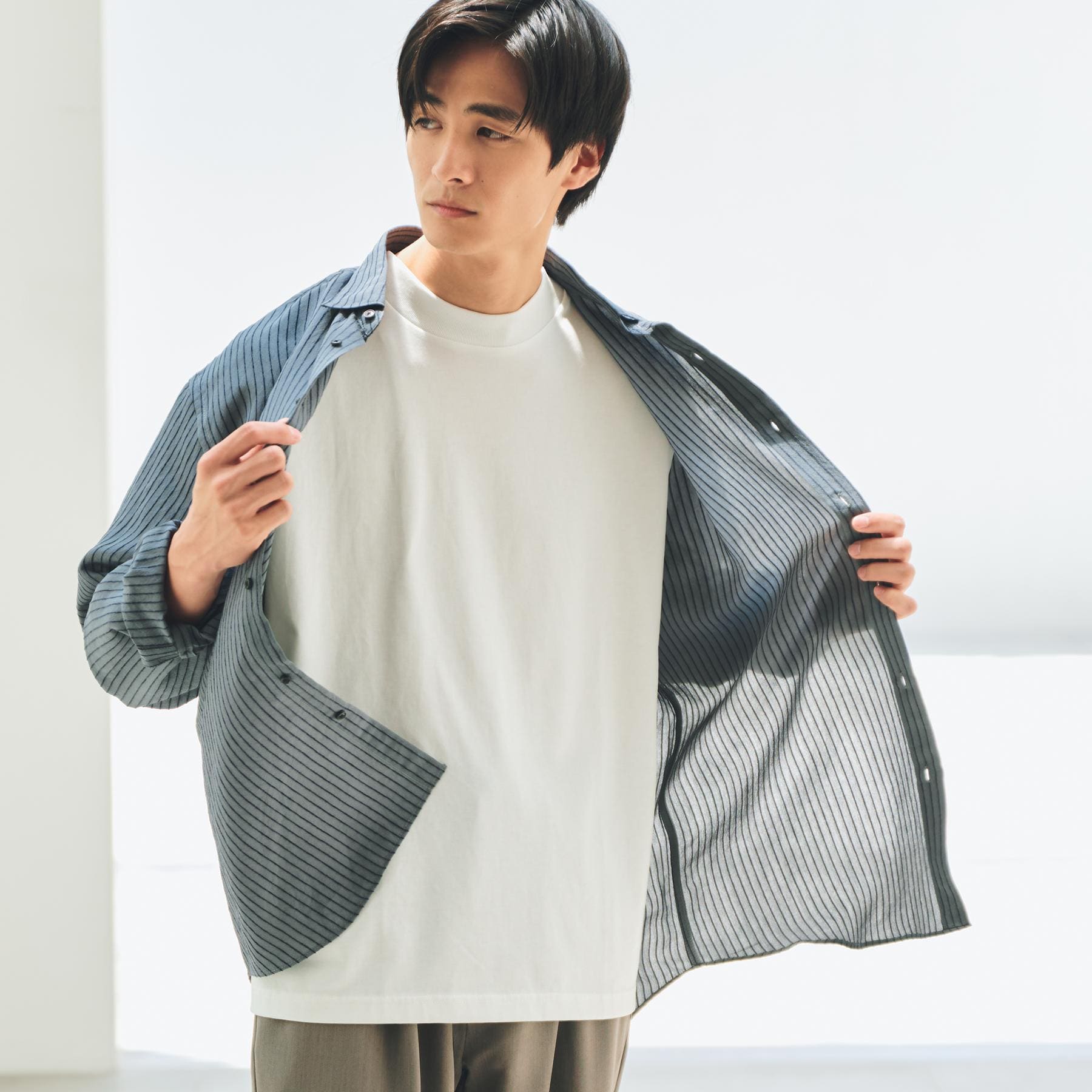 ザ ショップ ティーケー(メンズ) THE SHOP TK(Men) チェック＆ストライプアソート長袖シャツ【洗濯機OK】 （ブルーグリーン(397)） ブルーグリーン(397)