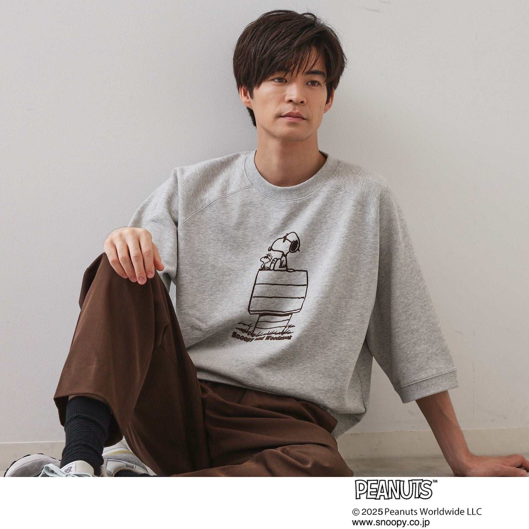 ザ ショップ ティーケー(メンズ) THE SHOP TK(Men) Peanuts スヌーピー 5分袖裏毛 （グレー(012)） グレー(012)
