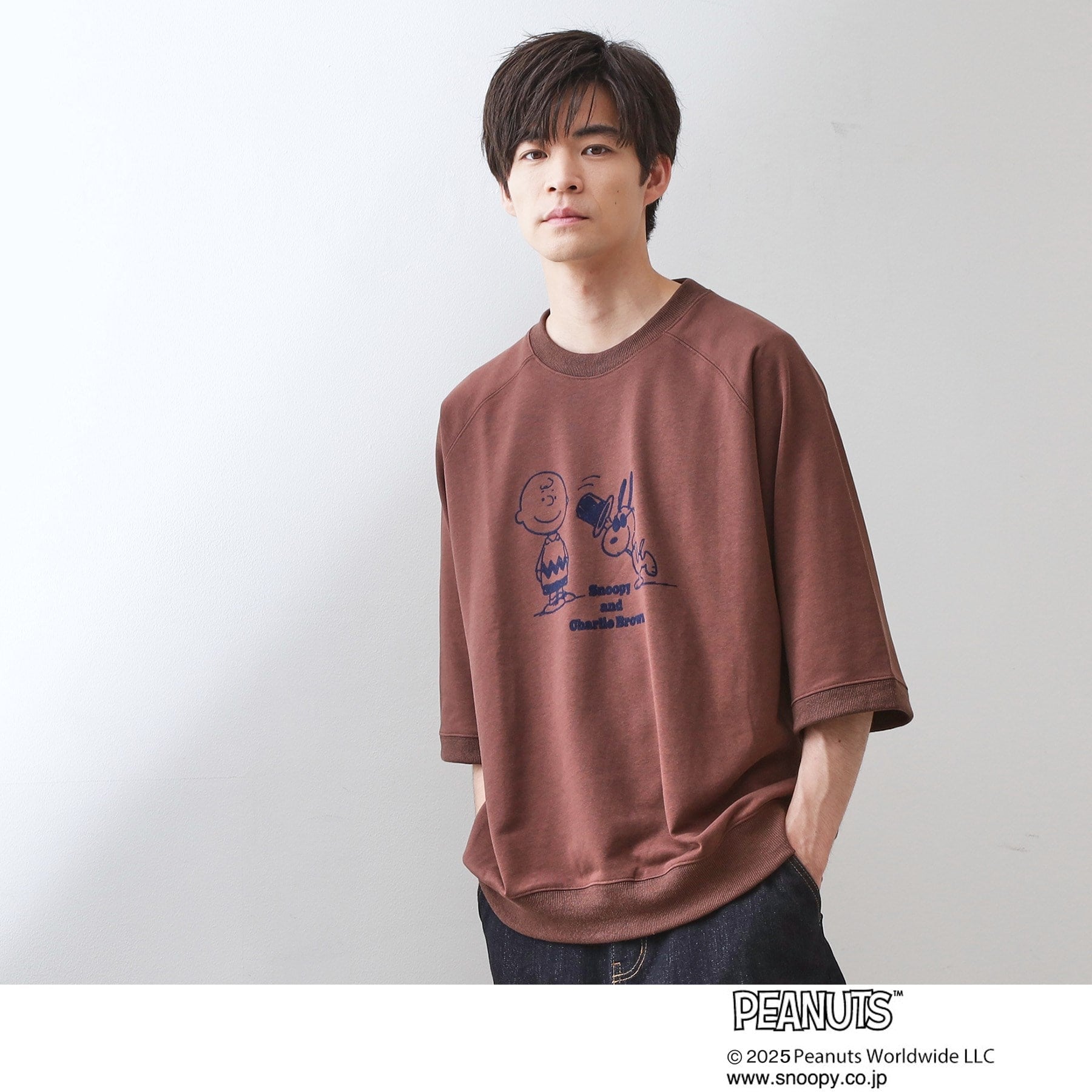 ザ ショップ ティーケー(メンズ) THE SHOP TK(Men) Peanuts スヌーピー 5分袖裏毛 （グレー(012)） グレー(012)