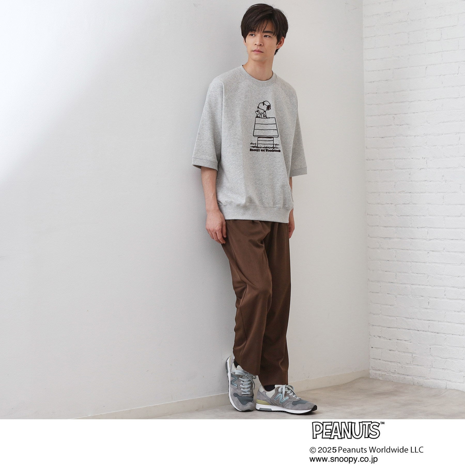 ザ ショップ ティーケー(メンズ) THE SHOP TK(Men) Peanuts スヌーピー 5分袖裏毛 （グレー(012)） グレー(012)