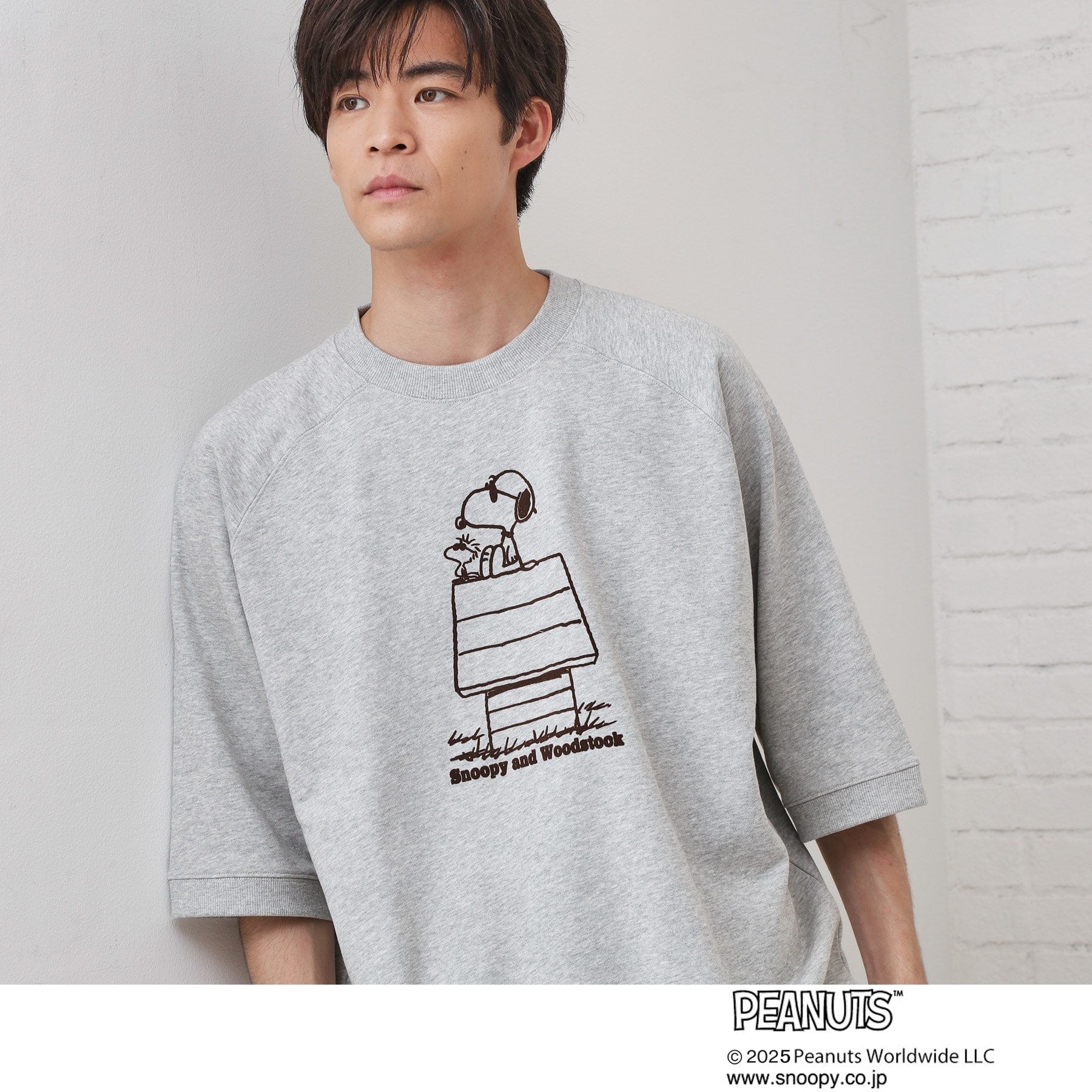 ザ ショップ ティーケー(メンズ) THE SHOP TK(Men) Peanuts スヌーピー 5分袖裏毛 （グレー(012)） グレー(012)