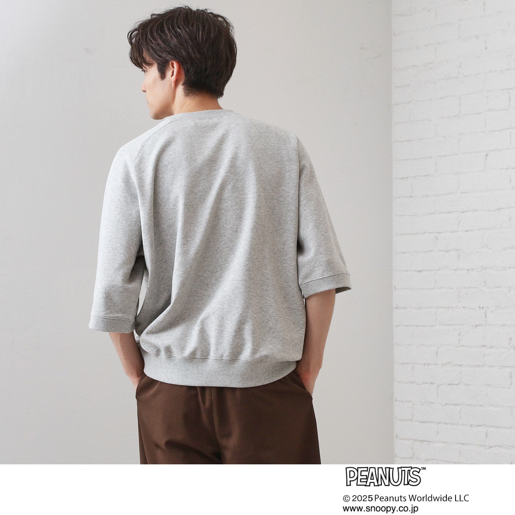 ザ ショップ ティーケー(メンズ) THE SHOP TK(Men) Peanuts スヌーピー 5分袖裏毛 （グレー(012)） グレー(012)