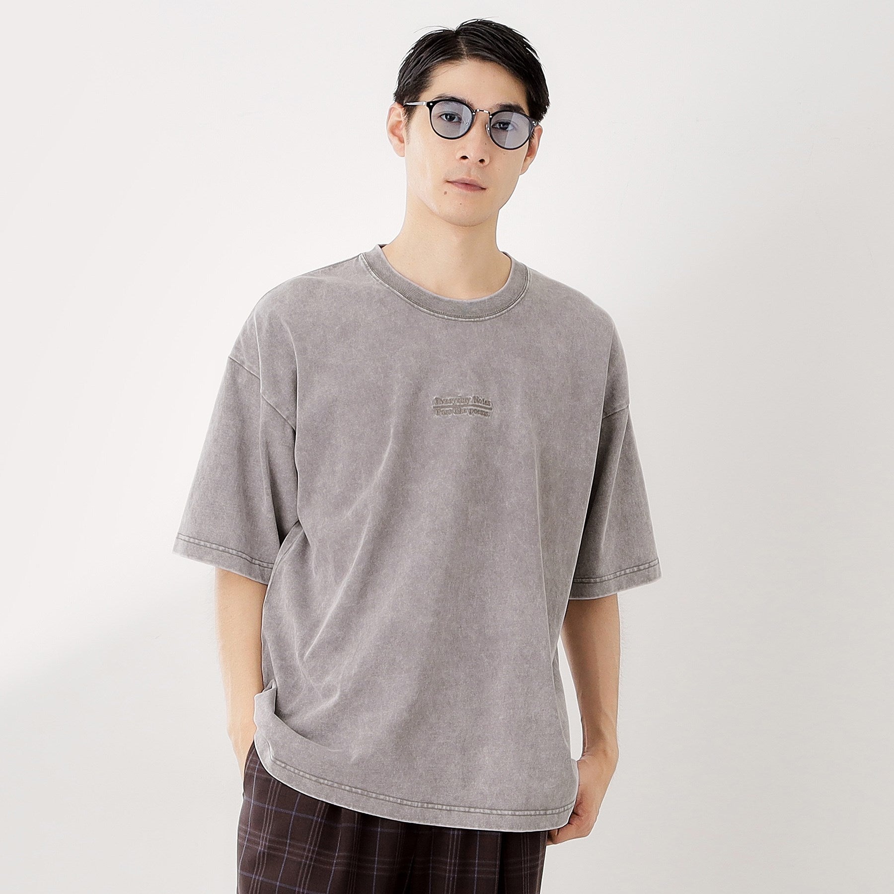 ザ ショップ ティーケー(メンズ) THE SHOP TK(Men) 硫化加工5分袖Tシャツ 【ビッグシルエット／洗濯機OK】 （グレー(012)） グレー(012)