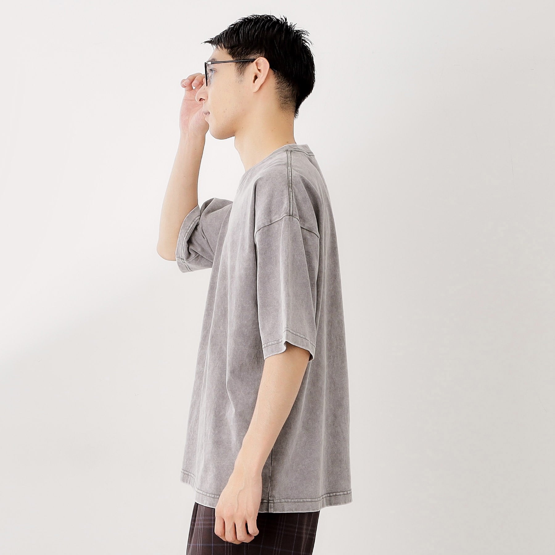 ザ ショップ ティーケー(メンズ) THE SHOP TK(Men) 硫化加工5分袖Tシャツ 【ビッグシルエット／洗濯機OK】 （グレー(012)） グレー(012)