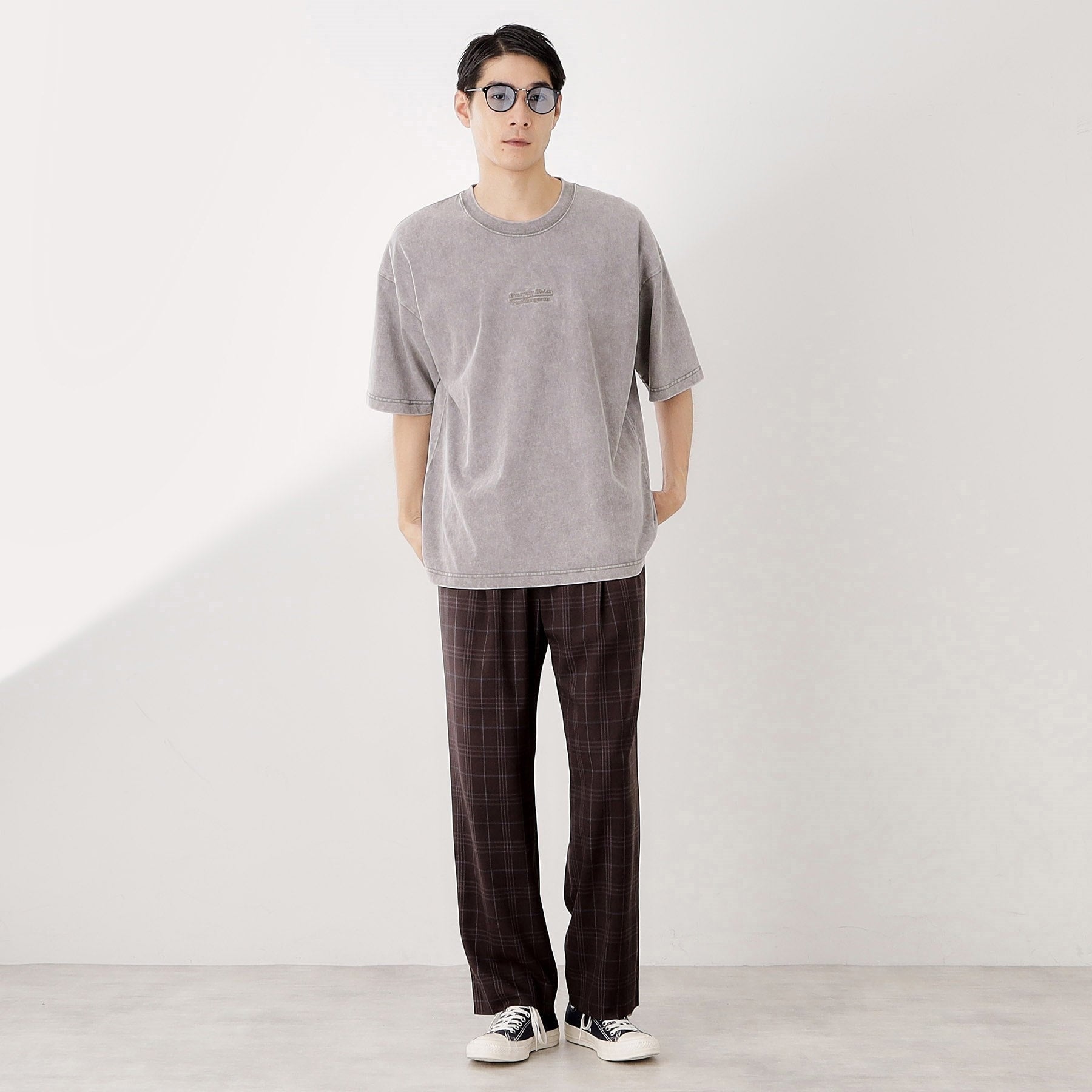 ザ ショップ ティーケー(メンズ) THE SHOP TK(Men) 硫化加工5分袖Tシャツ 【ビッグシルエット／洗濯機OK】 （グレー(012)） グレー(012)