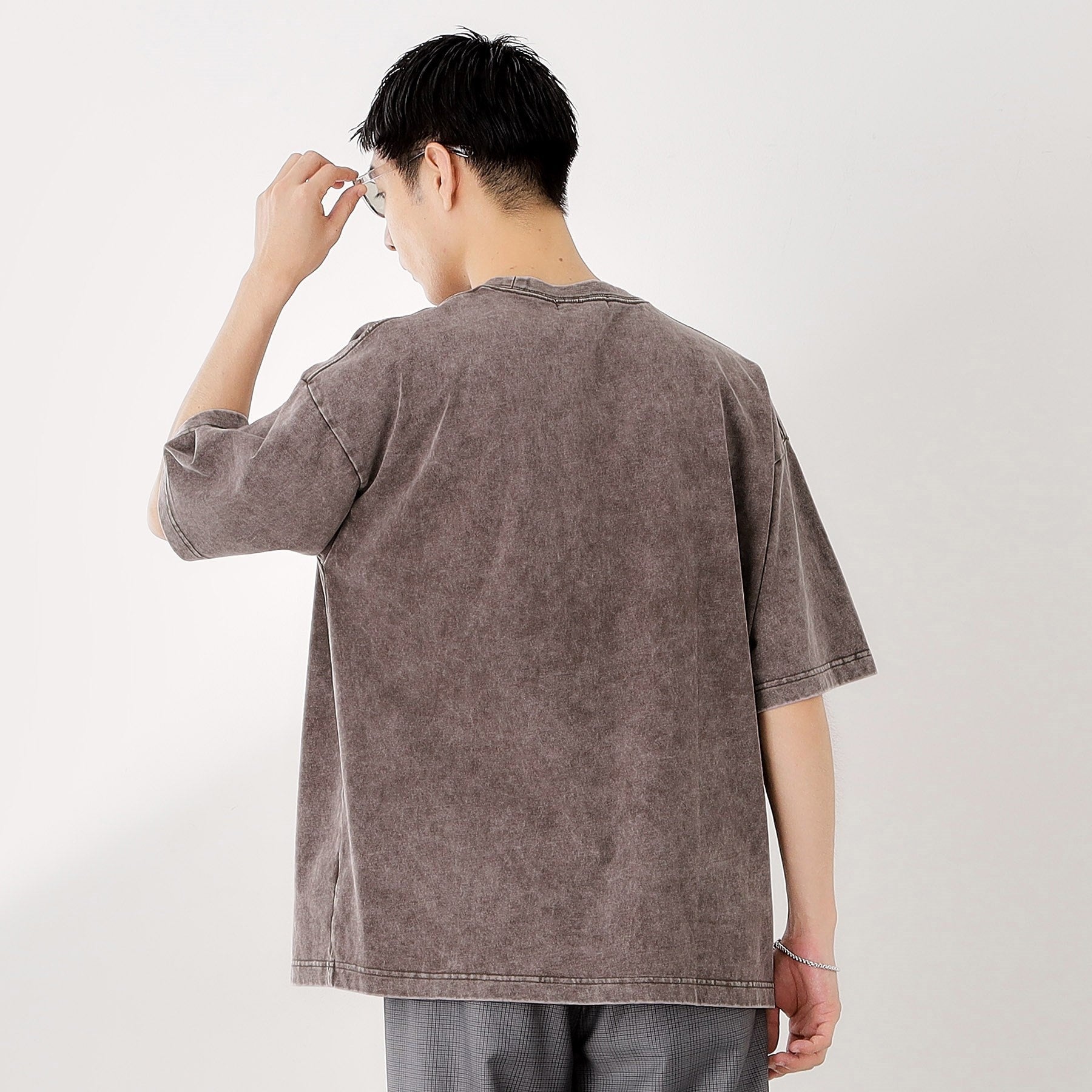 ザ ショップ ティーケー(メンズ) THE SHOP TK(Men) 硫化加工5分袖Tシャツ 【ビッグシルエット／洗濯機OK】 （グレー(012)） グレー(012)
