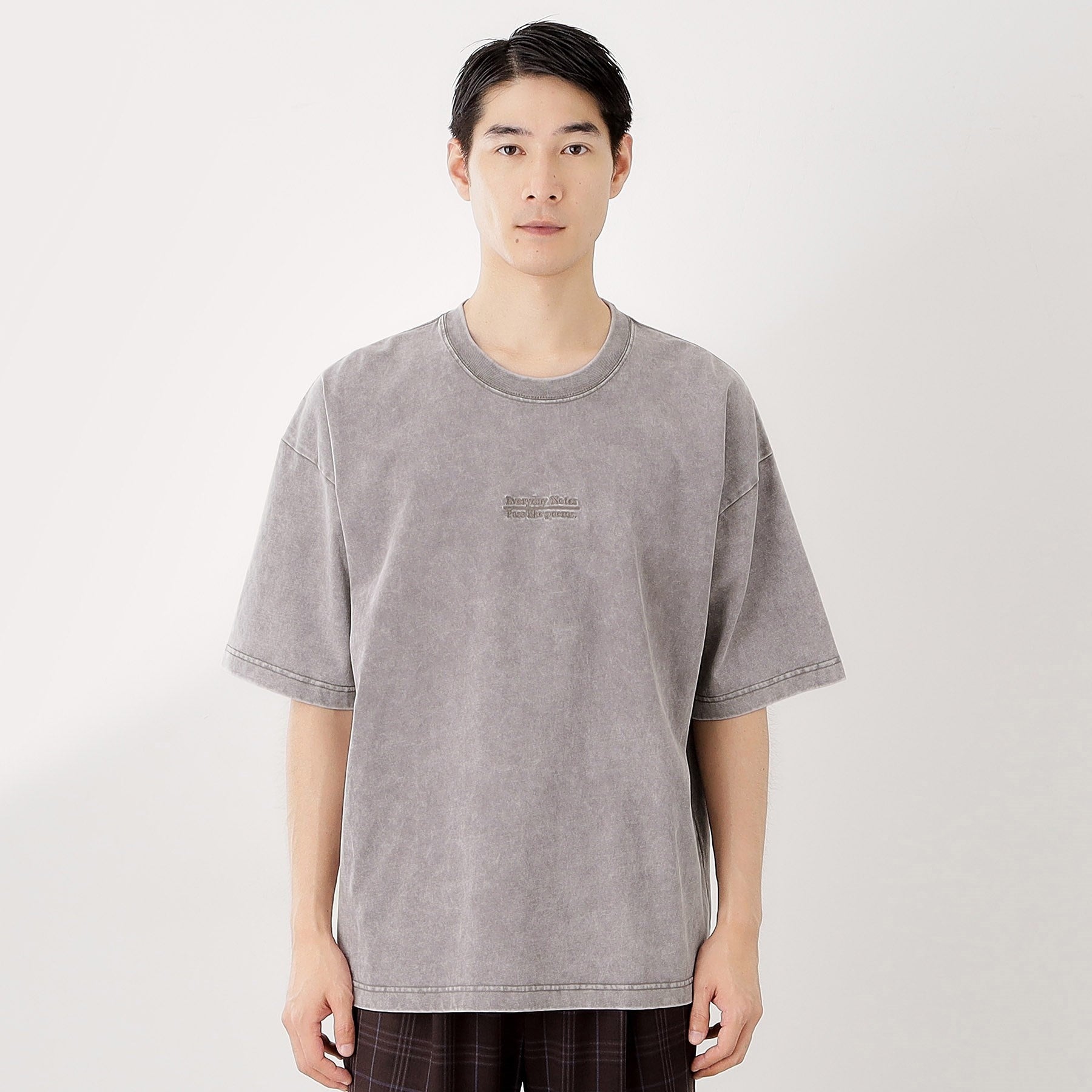 ザ ショップ ティーケー(メンズ) THE SHOP TK(Men) 硫化加工5分袖Tシャツ 【ビッグシルエット／洗濯機OK】 （グレー(012)） グレー(012)