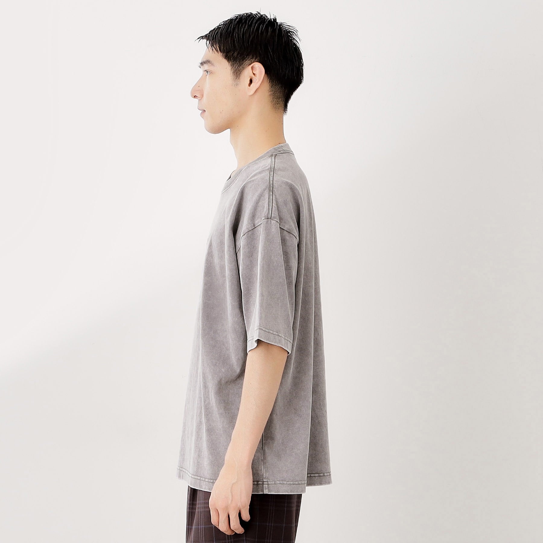 ザ ショップ ティーケー(メンズ) THE SHOP TK(Men) 硫化加工5分袖Tシャツ 【ビッグシルエット／洗濯機OK】 （グレー(012)） グレー(012)