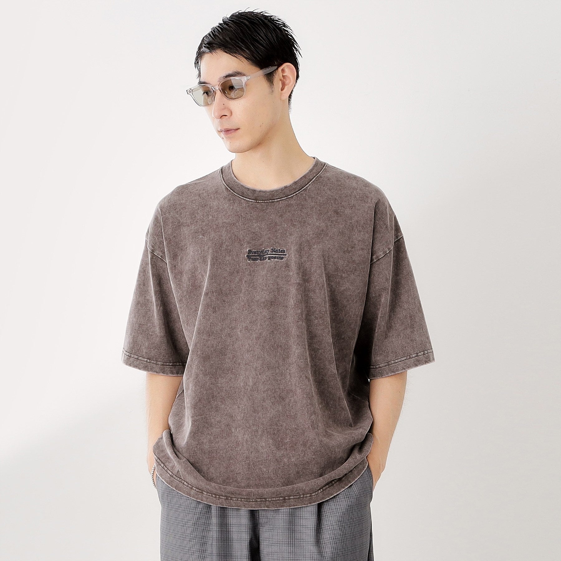 ザ ショップ ティーケー(メンズ) THE SHOP TK(Men) 硫化加工5分袖Tシャツ 【ビッグシルエット／洗濯機OK】 （グレー(012)） グレー(012)