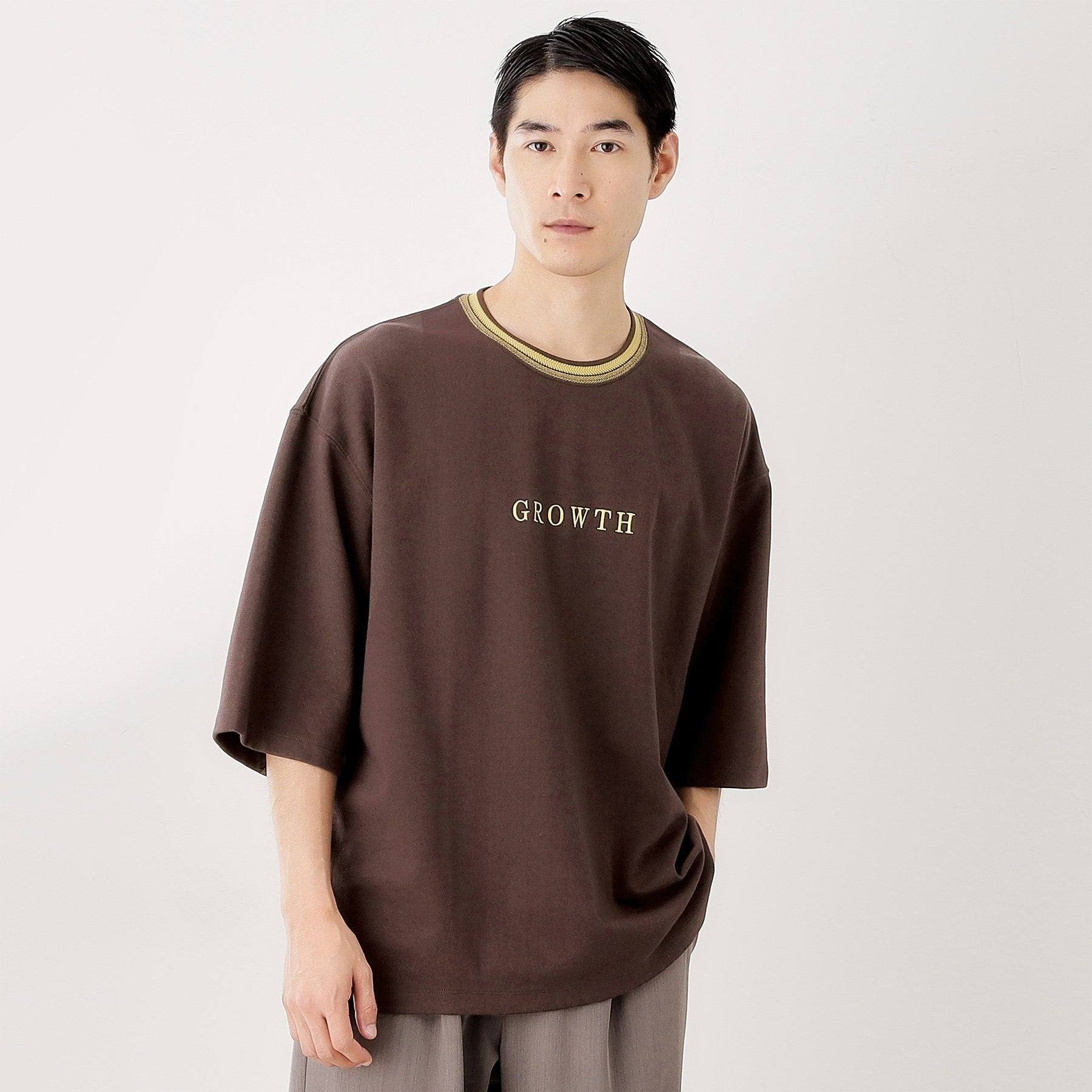 ザ ショップ ティーケー THE SHOP TK 配色刺繍6分袖Tシャツ 【ビッグ