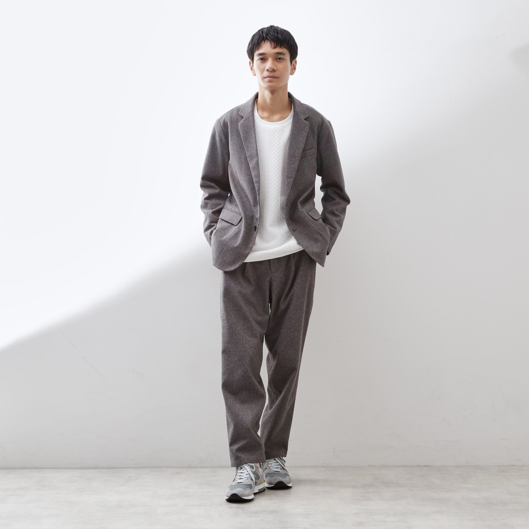 ザ ショップ ティーケー(メンズ) THE SHOP TK(Men) ホームスパンジャージジャケット【セットアップ可】 （チャコールグレー(013)） チャコールグレー(013)