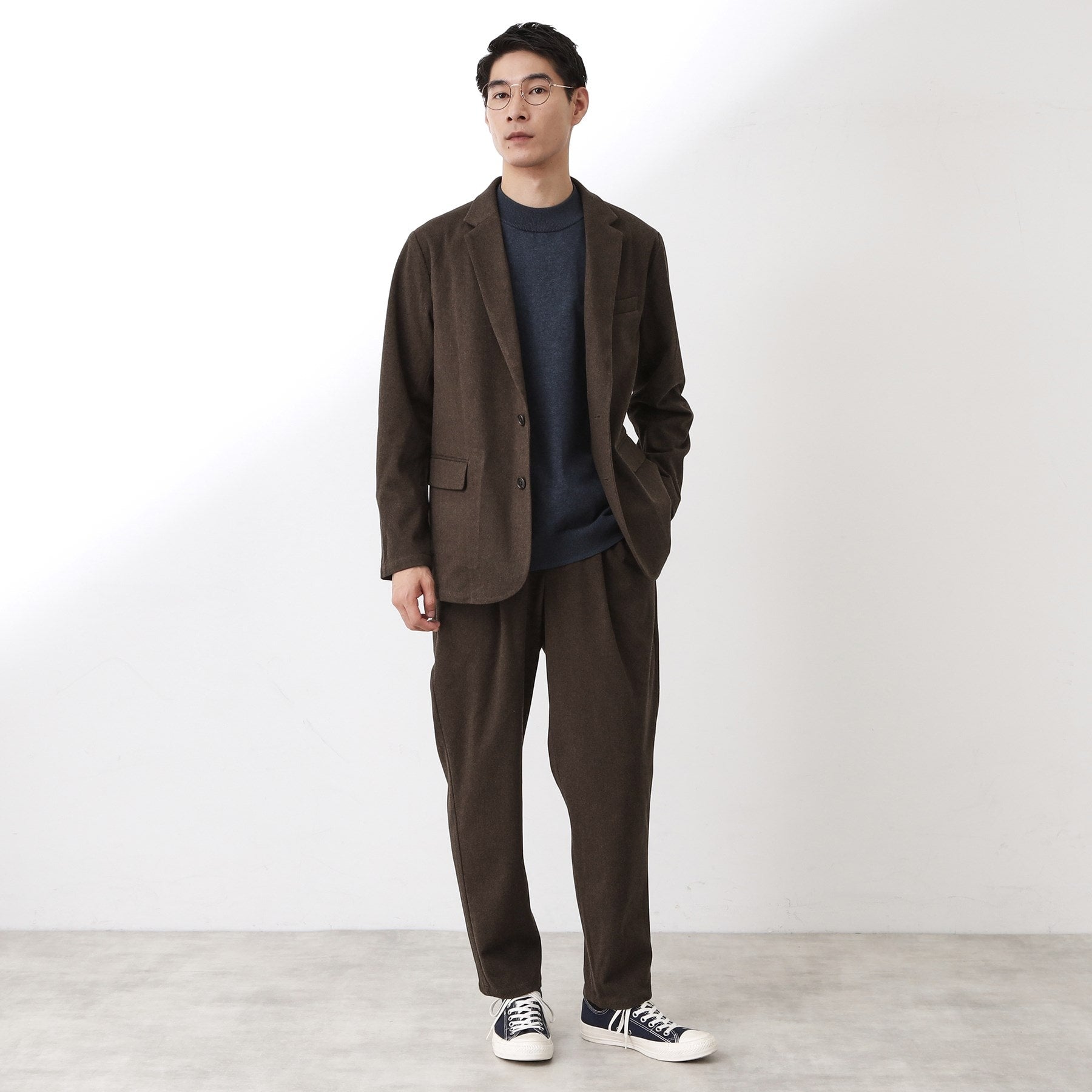 ザ ショップ ティーケー(メンズ) THE SHOP TK(Men) ホームスパンジャージジャケット【セットアップ可】 （チャコールグレー(013)） チャコールグレー(013)