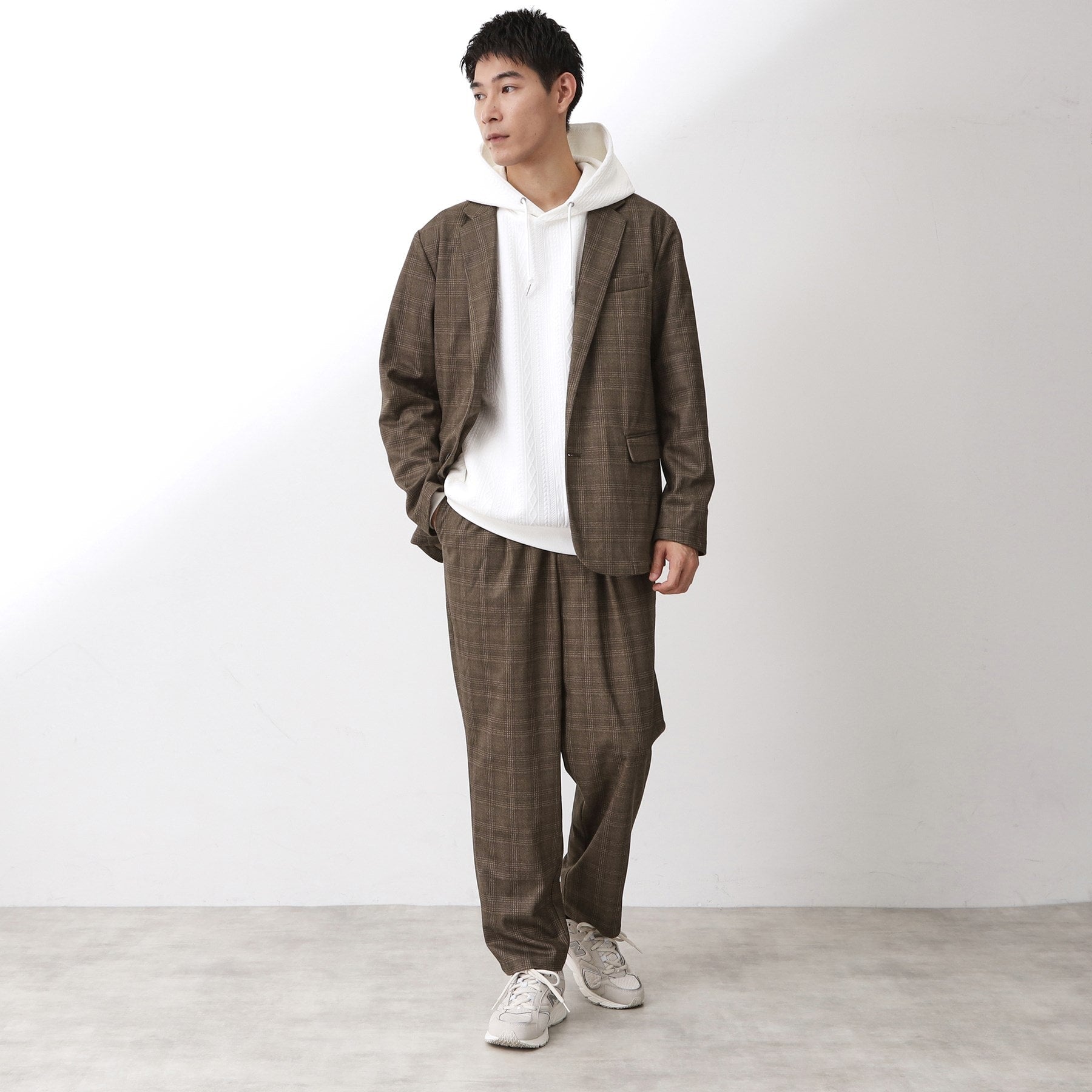 ザ ショップ ティーケー(メンズ) THE SHOP TK(Men) ホームスパンジャージジャケット【セットアップ可】 （チャコールグレー(013)） チャコールグレー(013)