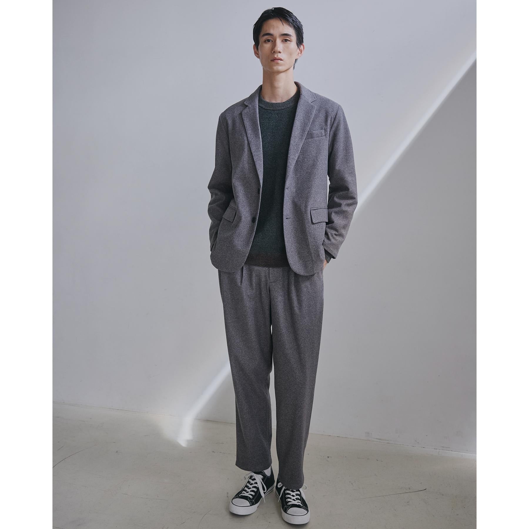 ザ ショップ ティーケー(メンズ) THE SHOP TK(Men) ホームスパンジャージジャケット【セットアップ可】 （チャコールグレー(013)） チャコールグレー(013)