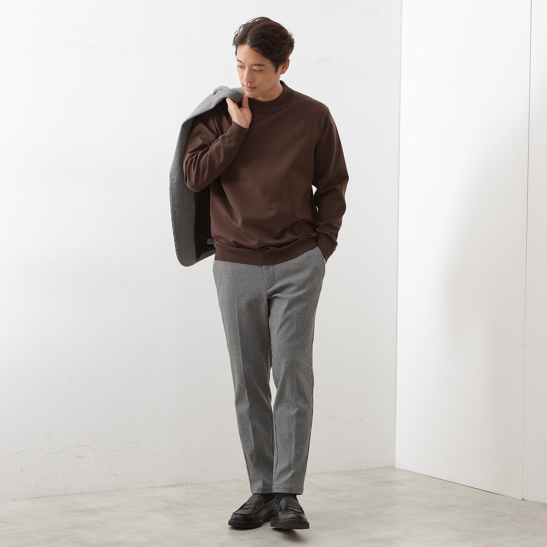 ザ ショップ ティーケー(メンズ) THE SHOP TK(Men) 【冬のビジネスシーンに最適】モックネックニット （ネイビー(094)） ネイビー(094)