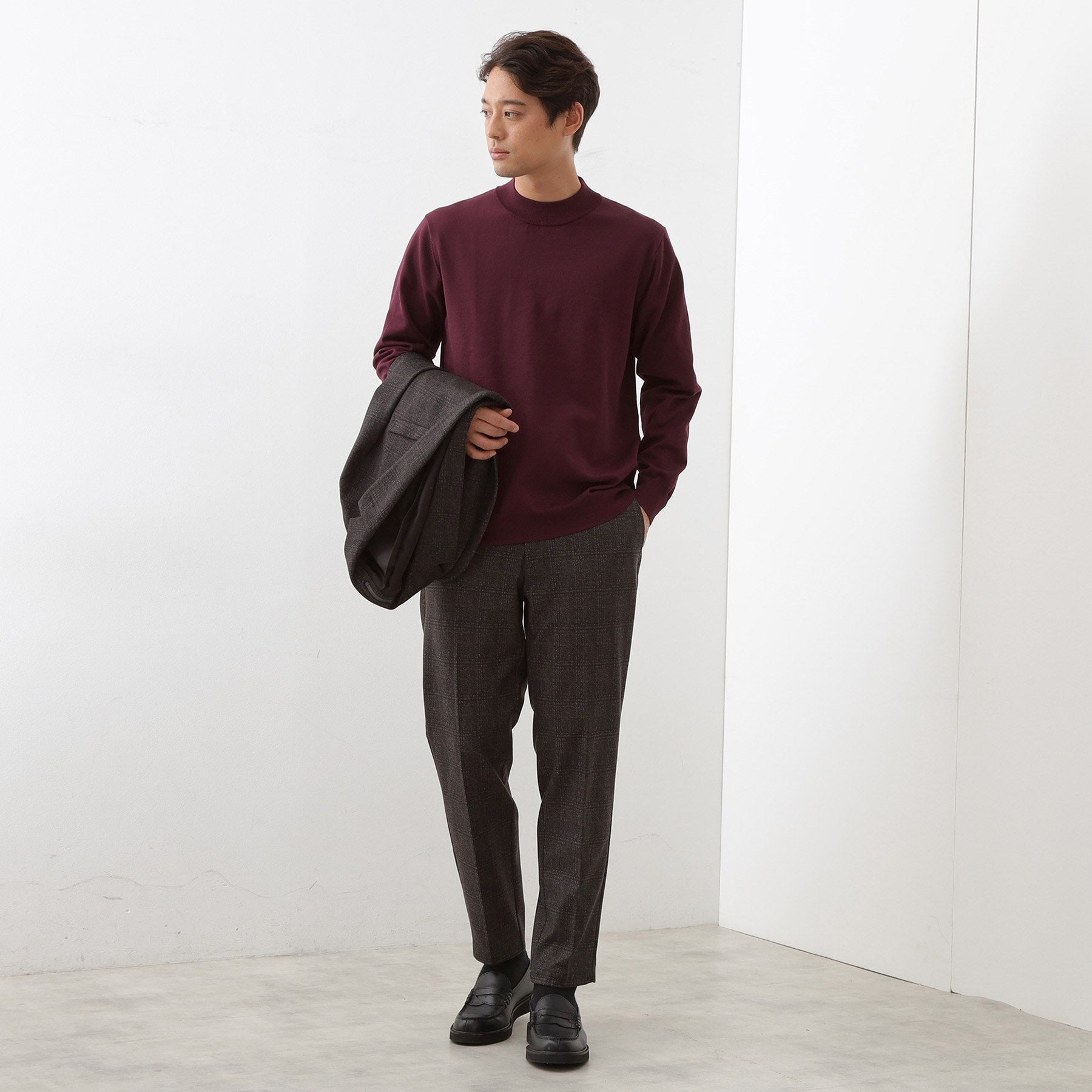 ザ ショップ ティーケー(メンズ) THE SHOP TK(Men) 【冬のビジネスシーンに最適】モックネックニット （ネイビー(094)） ネイビー(094)