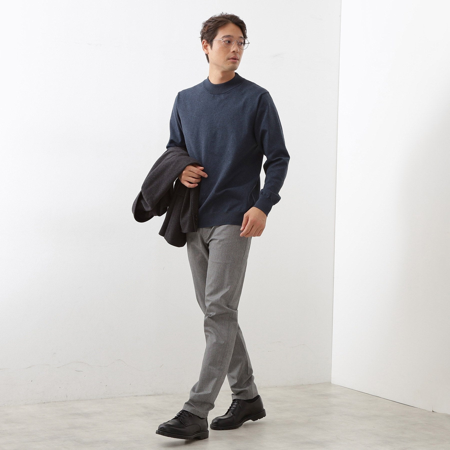 ザ ショップ ティーケー(メンズ) THE SHOP TK(Men) 【冬のビジネスシーンに最適】モックネックニット （ネイビー(094)） ネイビー(094)