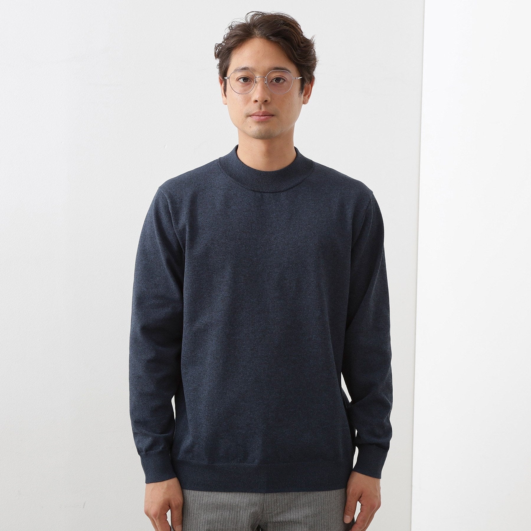 ザ ショップ ティーケー(メンズ) THE SHOP TK(Men) 【冬のビジネスシーンに最適】モックネックニット （ネイビー(094)） ネイビー(094)
