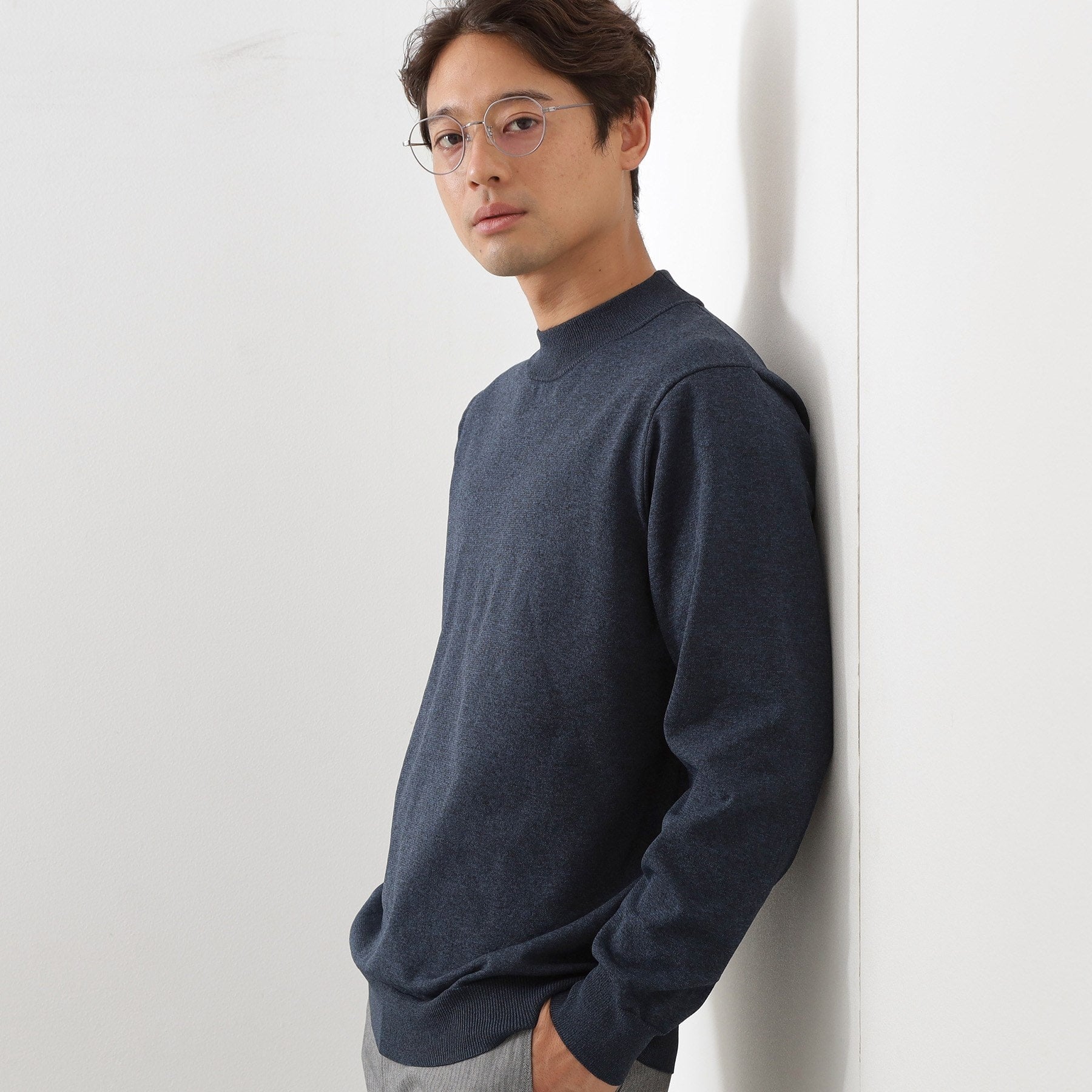 ザ ショップ ティーケー(メンズ) THE SHOP TK(Men) 【冬のビジネスシーンに最適】モックネックニット （ネイビー(094)） ネイビー(094)