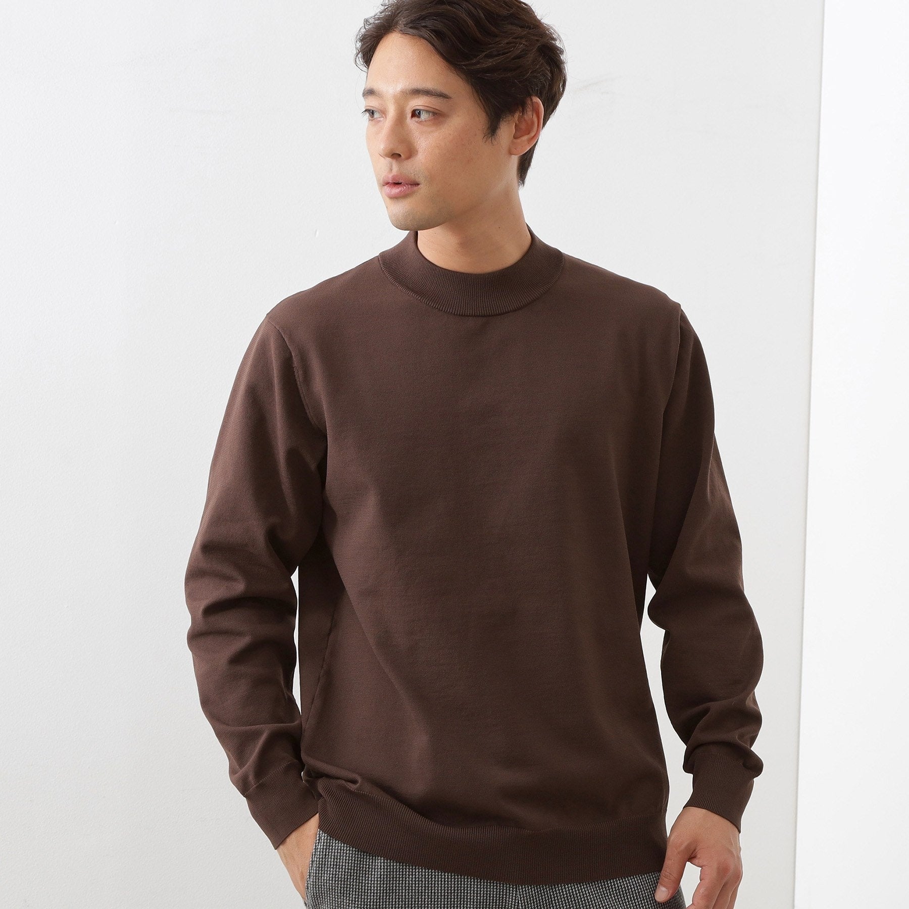 ザ ショップ ティーケー(メンズ) THE SHOP TK(Men) 【冬のビジネスシーンに最適】モックネックニット （ブラウン(044)） ブラウン(044)