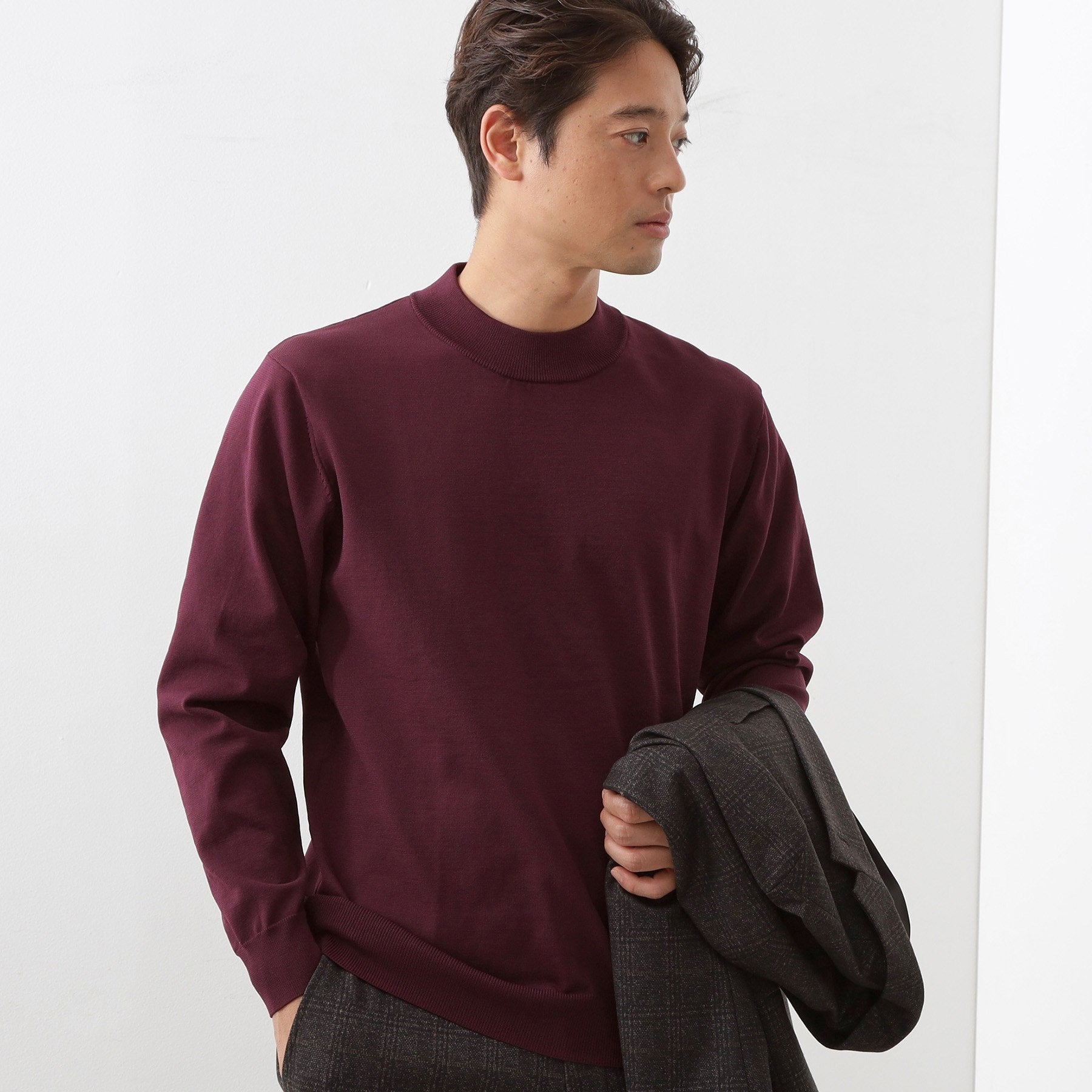 ザ ショップ ティーケー(メンズ) THE SHOP TK(Men) 【冬のビジネスシーンに最適】モックネックニット （ボルドー(064)） ボルドー(064)