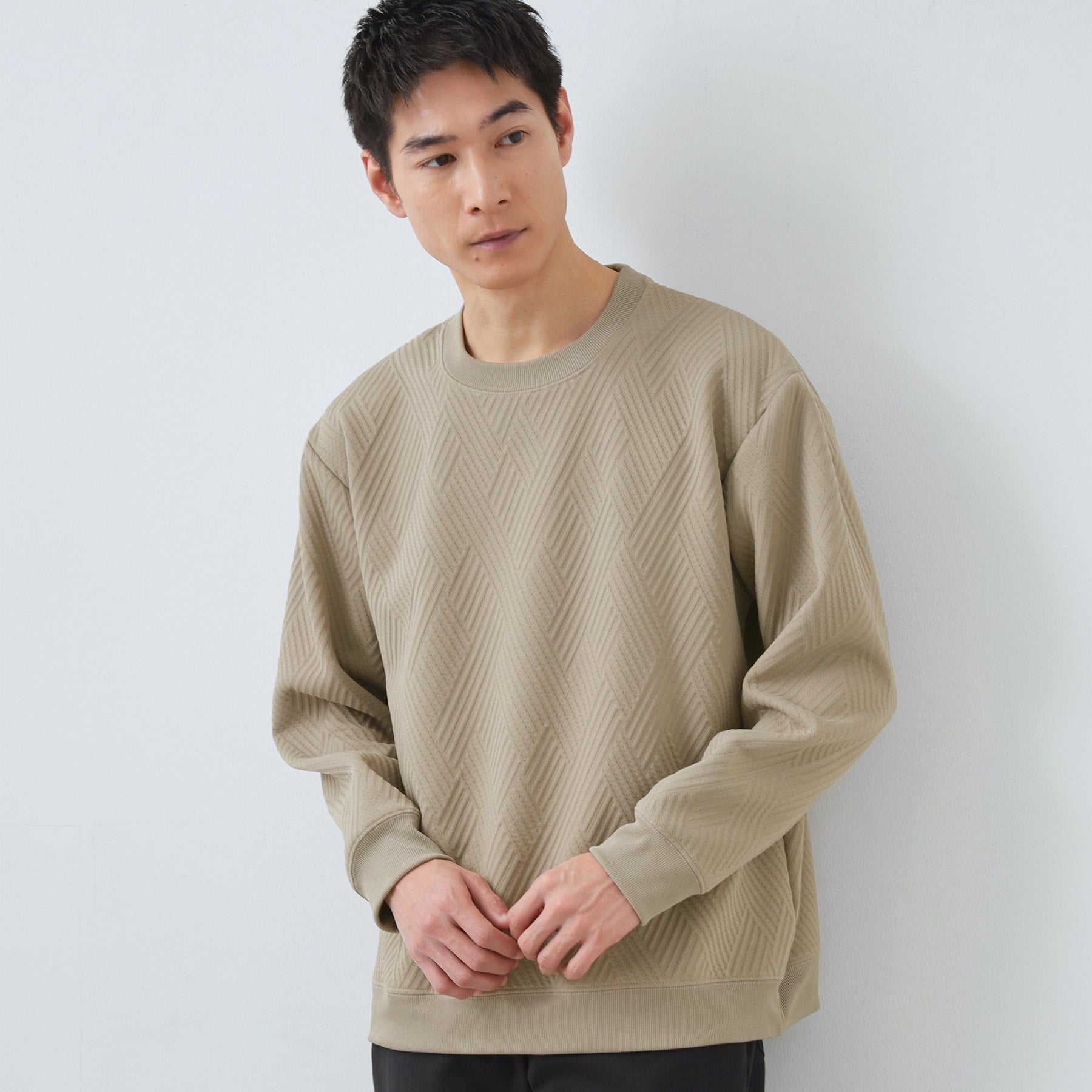 ザ ショップ ティーケー(メンズ) THE SHOP TK(Men) 【大人の上品カジュアルに】ふくれキルトスウェット 軽量/洗濯機OK （グレージュ(050)） グレージュ(050)