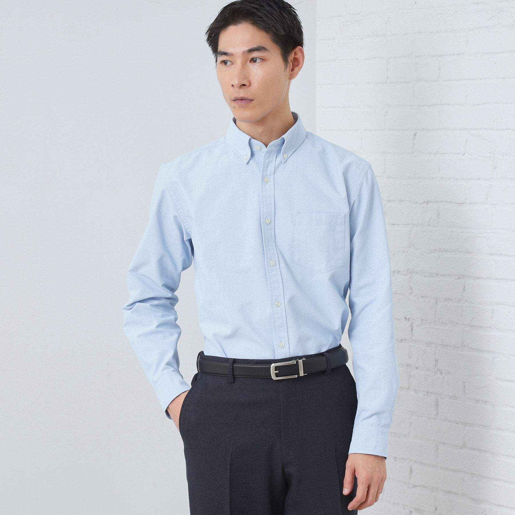 ザ ショップ ティーケー(メンズ) THE SHOP TK(Men) 【ON/OFF兼用】シャンブレー オックスシャツ 洗濯機OK / 吸水速乾 / 汗じみ防止 （サックスブルー(090)） サックスブルー(090)