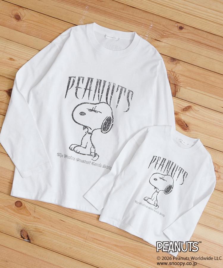 ザ ショップ ティーケー(メンズ) THE SHOP TK(Men) PEANUTS ／ ピーナッツ スヌーピー ヴィンテージ風プリント長袖Tシャツ （チャコールグレー(014)） チャコールグレー(014)