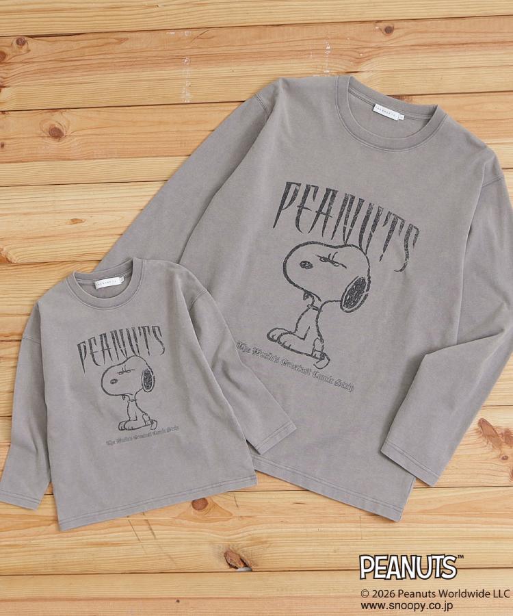 ザ ショップ ティーケー(メンズ) THE SHOP TK(Men) PEANUTS ／ ピーナッツ スヌーピー ヴィンテージ風プリント長袖Tシャツ （チャコールグレー(014)） チャコールグレー(014)