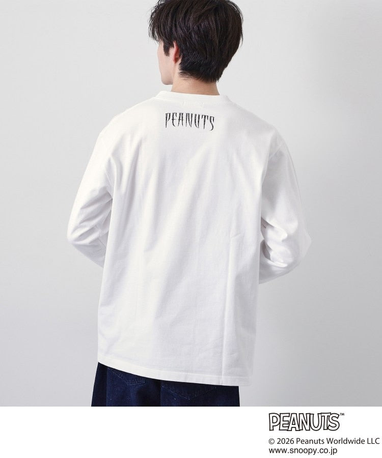 ザ ショップ ティーケー(メンズ) THE SHOP TK(Men) PEANUTS ／ ピーナッツ スヌーピー ヴィンテージ風プリント長袖Tシャツ （チャコールグレー(014)） チャコールグレー(014)