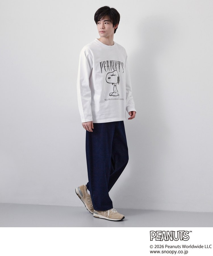 ザ ショップ ティーケー(メンズ) THE SHOP TK(Men) PEANUTS ／ ピーナッツ スヌーピー ヴィンテージ風プリント長袖Tシャツ （チャコールグレー(014)） チャコールグレー(014)