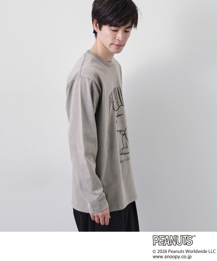 ザ ショップ ティーケー(メンズ) THE SHOP TK(Men) PEANUTS ／ ピーナッツ スヌーピー ヴィンテージ風プリント長袖Tシャツ （チャコールグレー(014)） チャコールグレー(014)