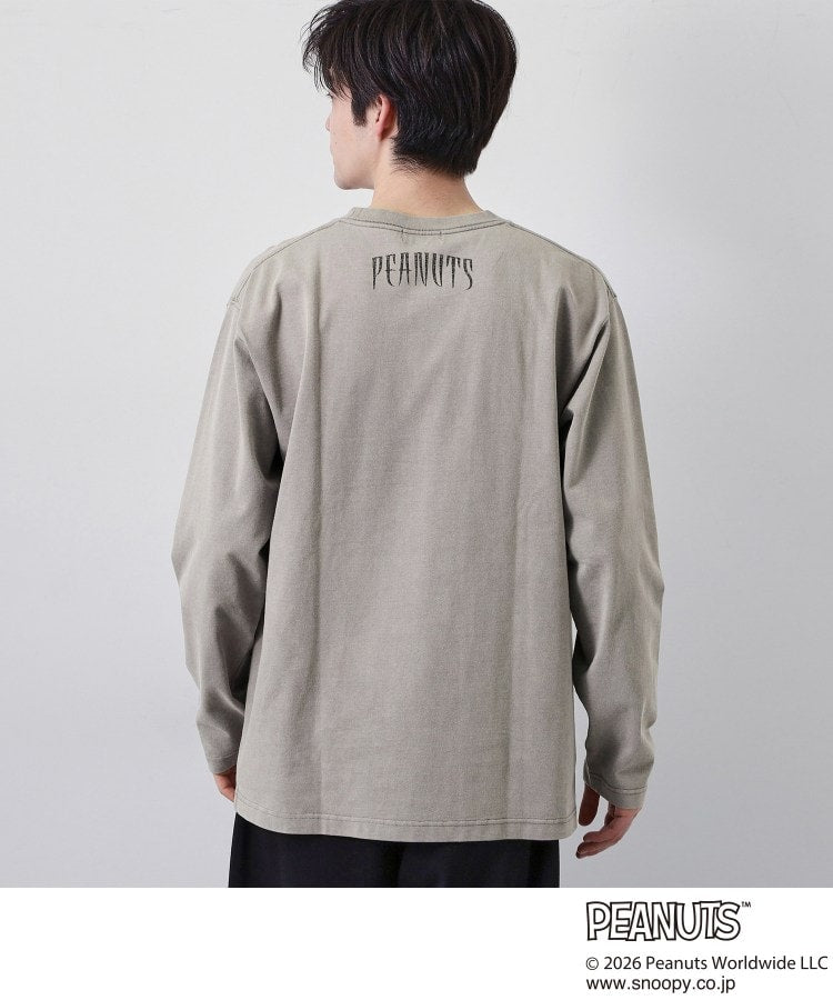ザ ショップ ティーケー(メンズ) THE SHOP TK(Men) PEANUTS ／ ピーナッツ スヌーピー ヴィンテージ風プリント長袖Tシャツ （チャコールグレー(014)） チャコールグレー(014)